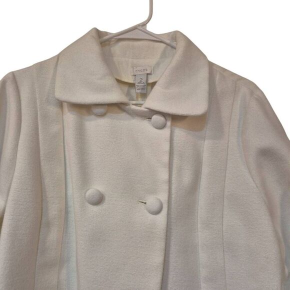 Chico's Women's Off White Poly/Rayon/Spandex Fleece Button Front Jacket - Picture 4 of 12